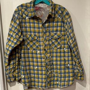 Magnolia Pearl Yellow and Blue Plaid Button-Up Shirt